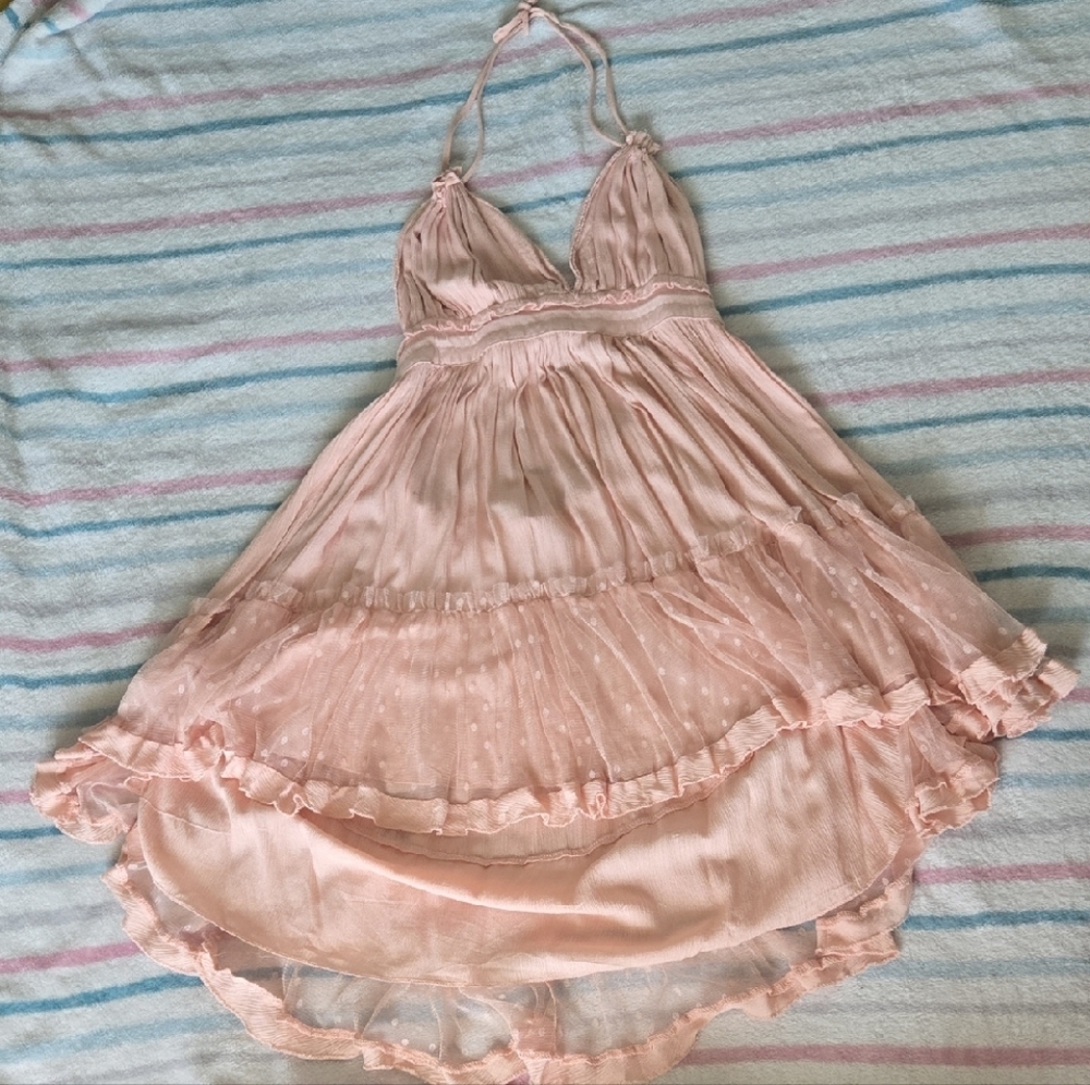Pink Layered Halter Dress